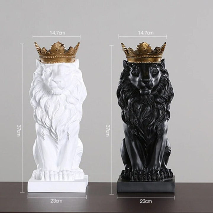 Skanto Tierfigurer Harz Krone Løve Statue håndlaget Kunstverk Gave Hjem Kontor Dekor Ornament Stue Skrivebord Hjem Dekor
