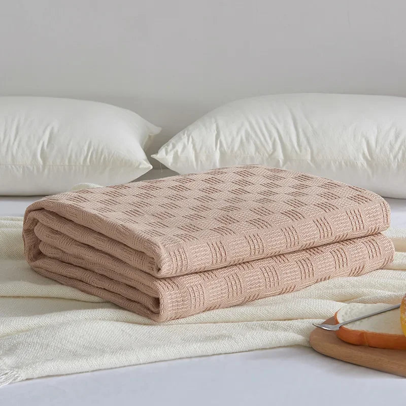 Skanto | Bomullsgauze teppe Aurelina | 100 % bomull | Pustende & Hudvennlig | Perfekt for sofa, seng & kontor
