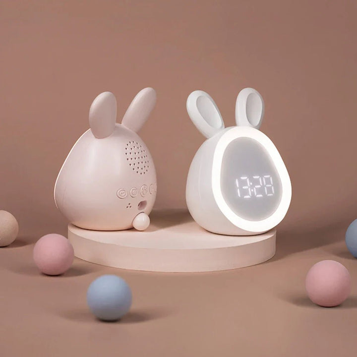 Kanin-formet barneklokke med LED-nattlys - BunniGlow | Skanto