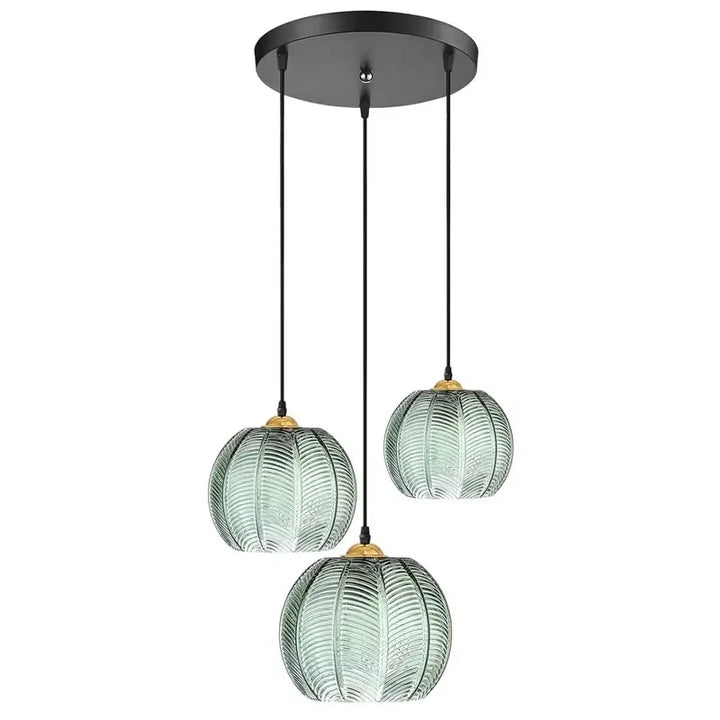 Skanto | Skandinavisk Glass Pendellampe med Grønne Bladmønster