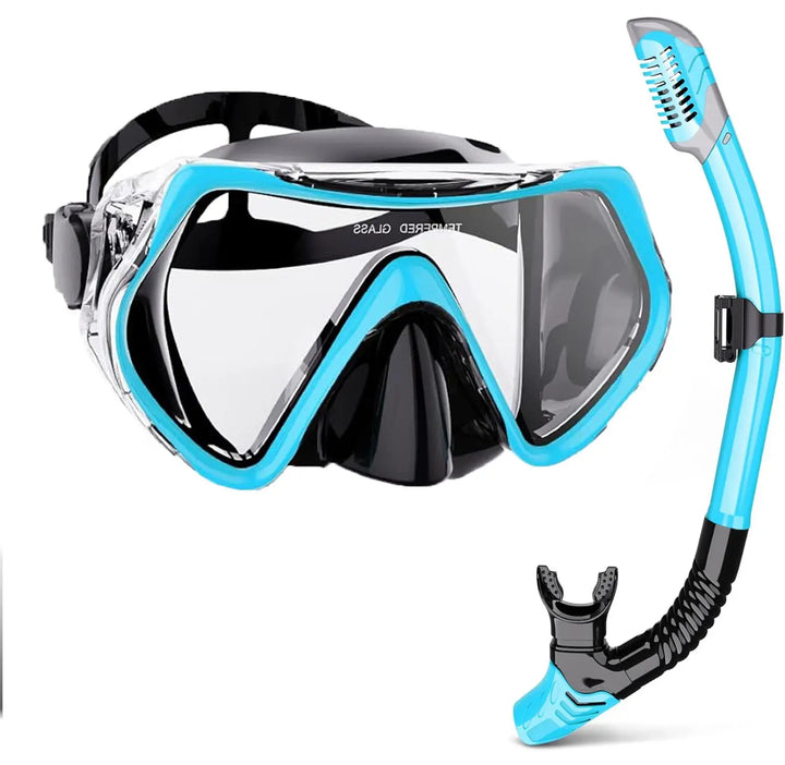 Skanto | AquaVision Snorkelmaske Sett for Voksne | Anti-dugg & Støtbestandig | Silikonramme & Tørrsnorkel | 180° Synsfelt