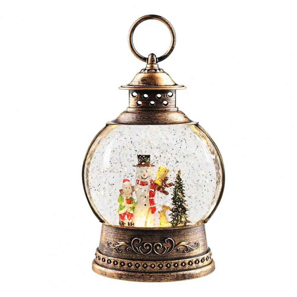 Skanto | Lunavera Jule Snøglobe Lanterne | Musikkboks med LED Lys & Glitter | Vintage Gull Design | USB & Batteridrevet | 21–26 cm