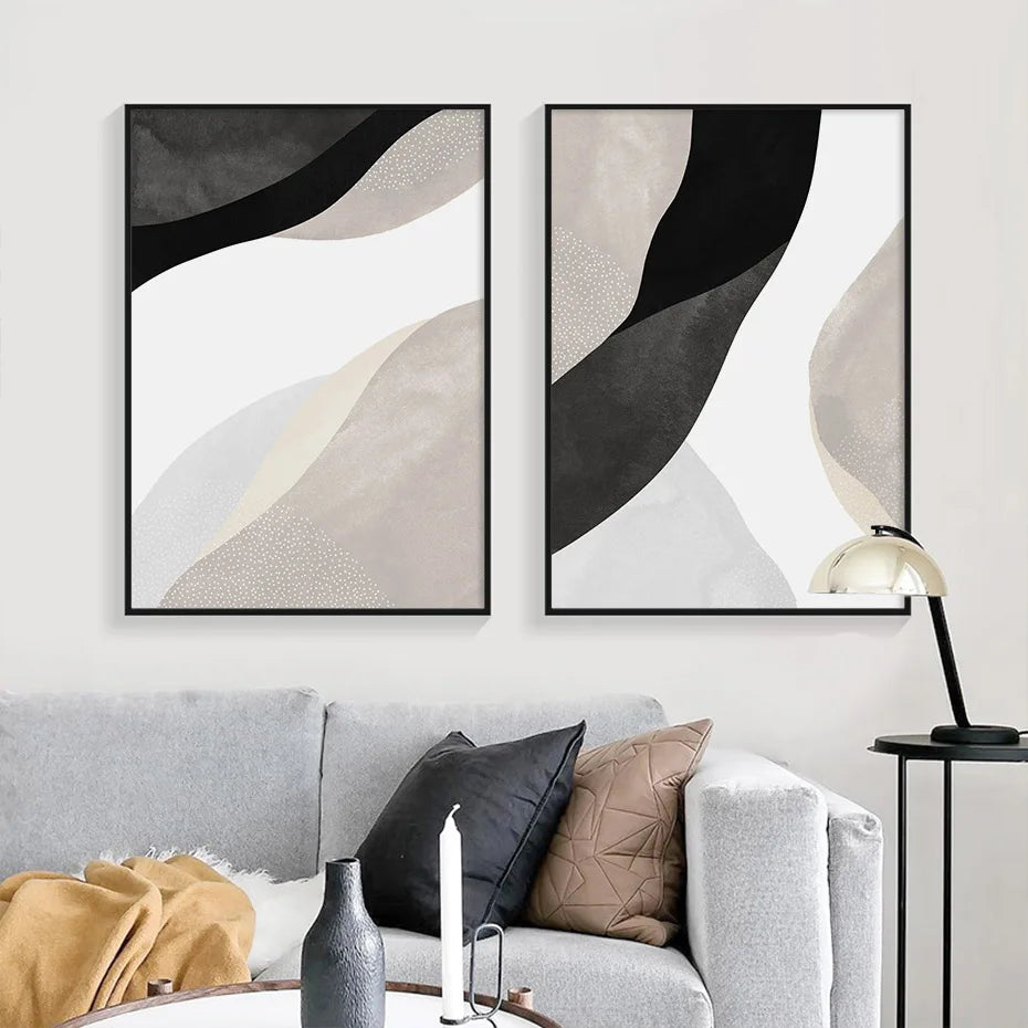 Svart Hvit Grå Minimalistisk Abstrakt Veggkunst Fine Art Lerretsbilder Nøytrale Farger Bilder For Stue Soverom Hjemmekontor Dekor | Skanto
