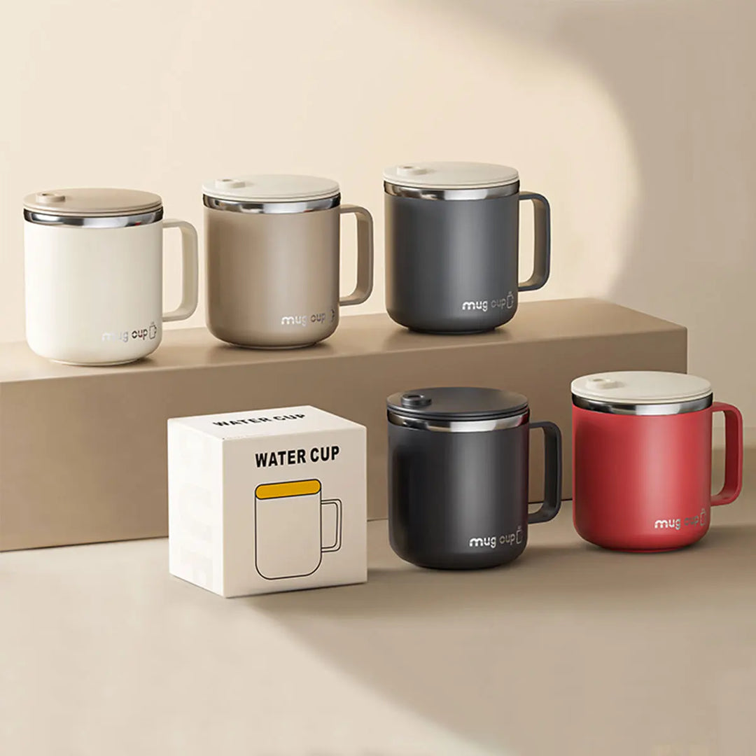 Isolert rustfritt stål kaffekopp med lokk | Skanto