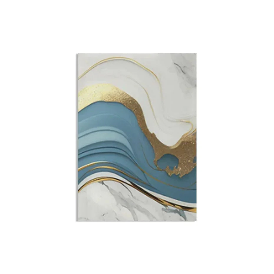 Moderne Abstrakt Gull Blå Flytende Marmor Print Veggkunst Fine Art Lerretsutskrifter Bilder For Stue Soverom Nordisk Hjem Dekor | Skanto
