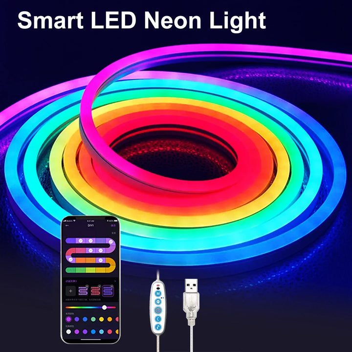 LED RGB-Bånd - Neon-Ambiente - Musikk-Synkronisering - USB - TV- og Soveromsdekorasjon | Skanto