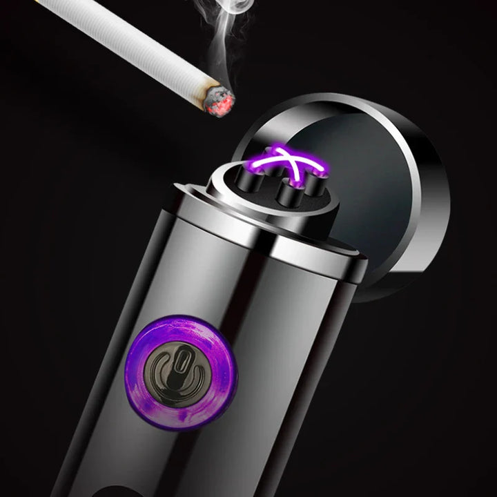 Skanto | Voltrino Sylinder USB lighter | Dobbelt bue teknologi | Oppladbar & vindproof | Edelmetall hus for menn