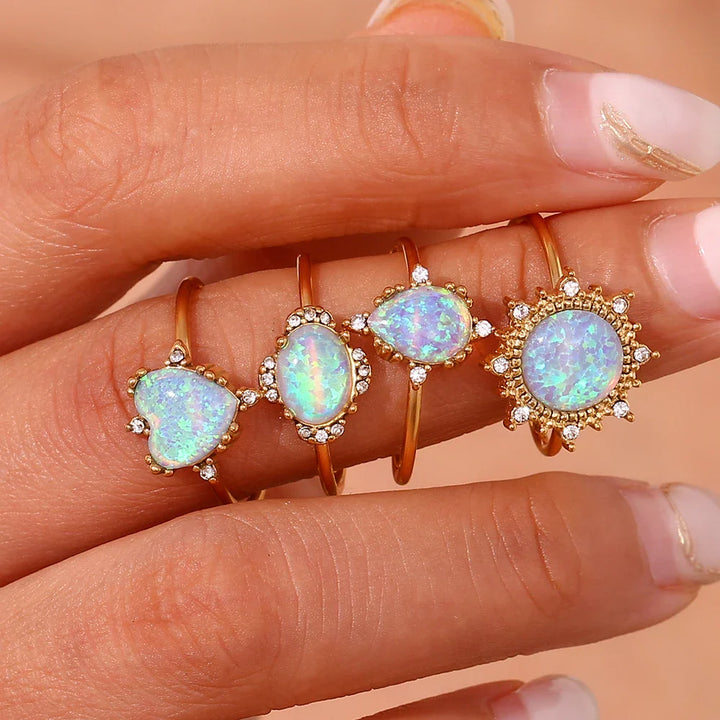 Skanto | Justerbare Diamant Aksepterte Opal Iridescente Ringer