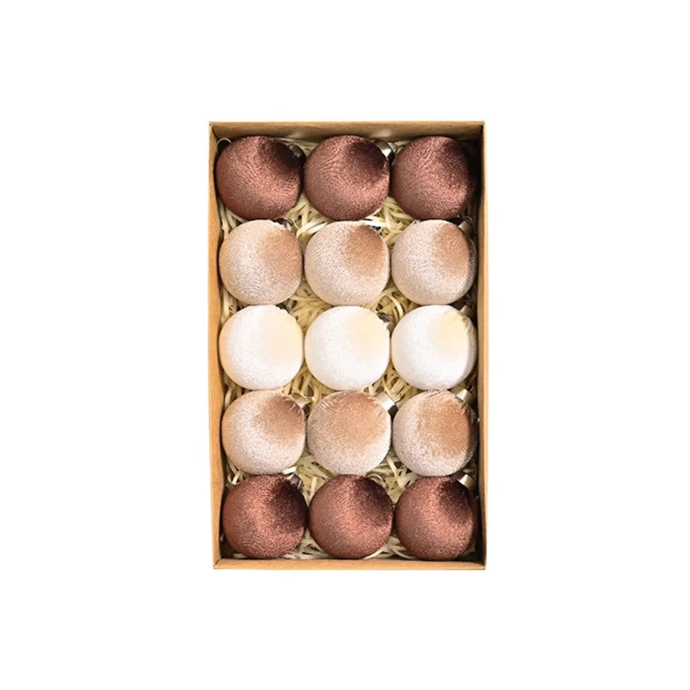 Bruddsikre fløyelsjulepynt - Flockede hengende baller for gjenbrukbar juletre dekorasjon og festgaver 15PCS
