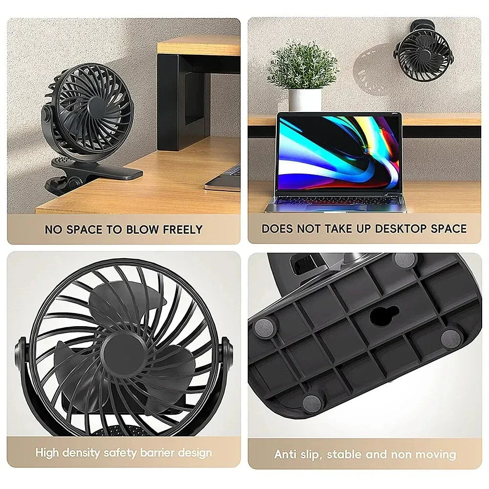 Skanto | FlexiBreeze USB vifte | Roterbar, bærbar med 3 hastigheter og nattlys