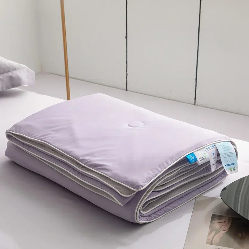 Air Condition Sommer Komforter — Ren Farge Is Silke Kjøleteppe, Lett & Glatt Twin/King Størrelse Quilt | Skanto