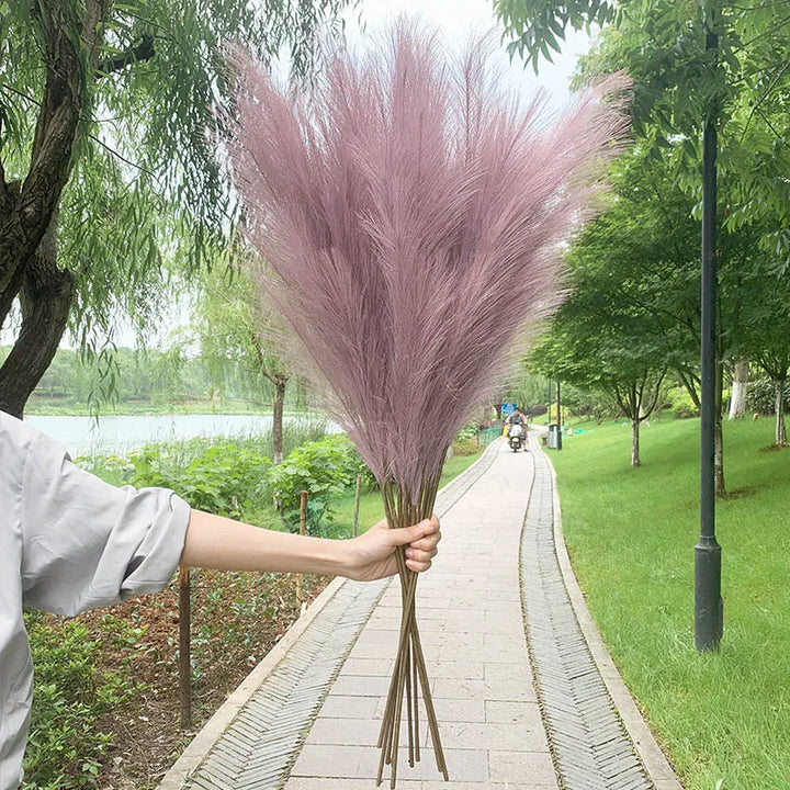 Skanto | 5 stykker 100 cm Kunstig Pampasgress Tørket Blomsterbukett Bryllup Fest Dekorasjon Hjem Rom DIY Kunstige Planter Dekorasjonsmateriell