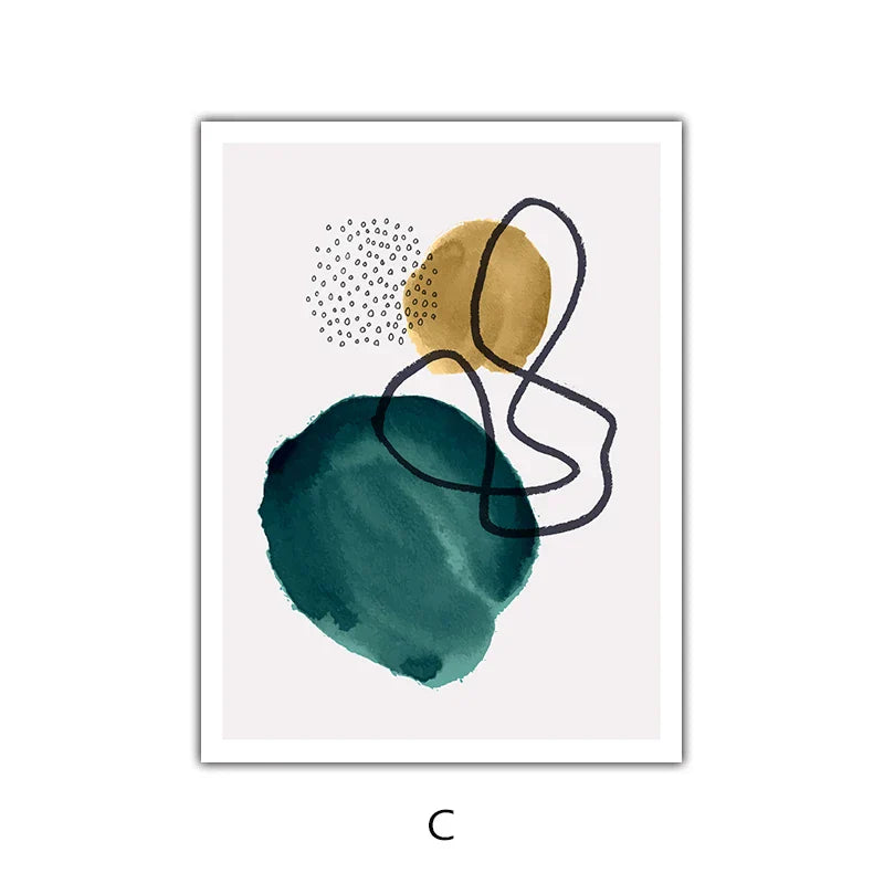 Grønn Gul Svart Abstrakt Form & Linje Minimalistisk Nordisk Veggkunst Fine Art Lerret Utskrifter Bilder For Stue Hjemme Kontor Dekor | Skanto