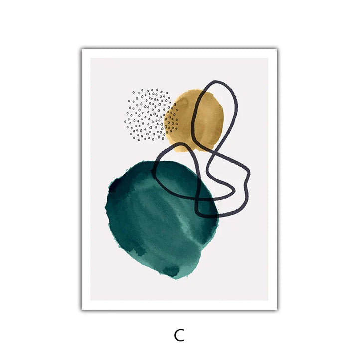 Grønn Gul Svart Abstrakt Form & Linje Minimalistisk Nordisk Veggkunst Fine Art Lerret Utskrifter Bilder For Stue Hjemme Kontor Dekor | Skanto