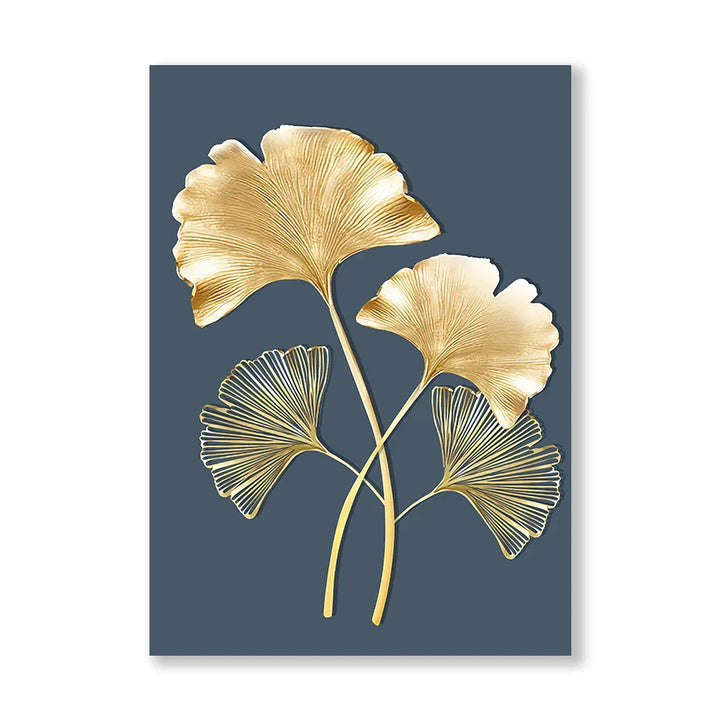 Blå Minimalistisk Gylden Abstrakt Blomster Veggkunst Fine Art Lerret Utskrifter Bilder For Luksus Stue Spisestue Hjemmekontor Kunst Dekor | Skanto