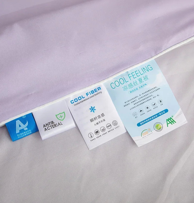 Air Condition Sommer Komforter — Ren Farge Is Silke Kjøleteppe, Lett & Glatt Twin/King Størrelse Quilt | Skanto