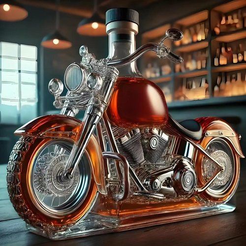 Whiskykaraffe i form er en Harley-Davidson-Motorrads für die Hausbar
