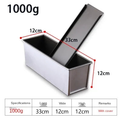 Skanto | Premium Non-stick Aluminiumlegering Toastbokser med lokk - Ulike størrelser (250g/450g/600g/750g/900g/1000g) for baking av brød og kaker