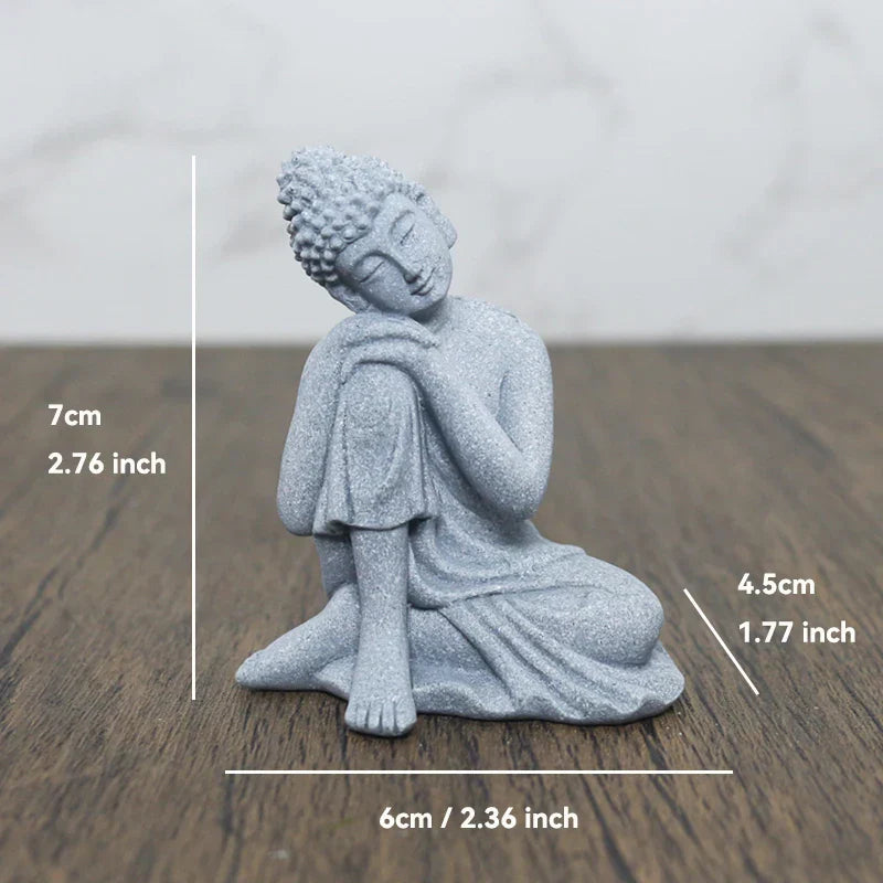 Skanto | Buddha Stein Statue Liten Buddhiste Munker Tibetansk Buddhisme Figurer Zen Hage Ornament Meditasjon Hjem Akvarium Dekorasjon