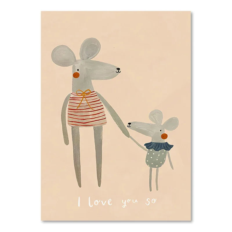 Søte Baby Dyr Barnerom Veggkunst Illustrasjoner Fine Art Lerretsutskrifter Gås Mus Løve Isbjørn Plakatbilder For Babys Rom Veggdekor | Skanto