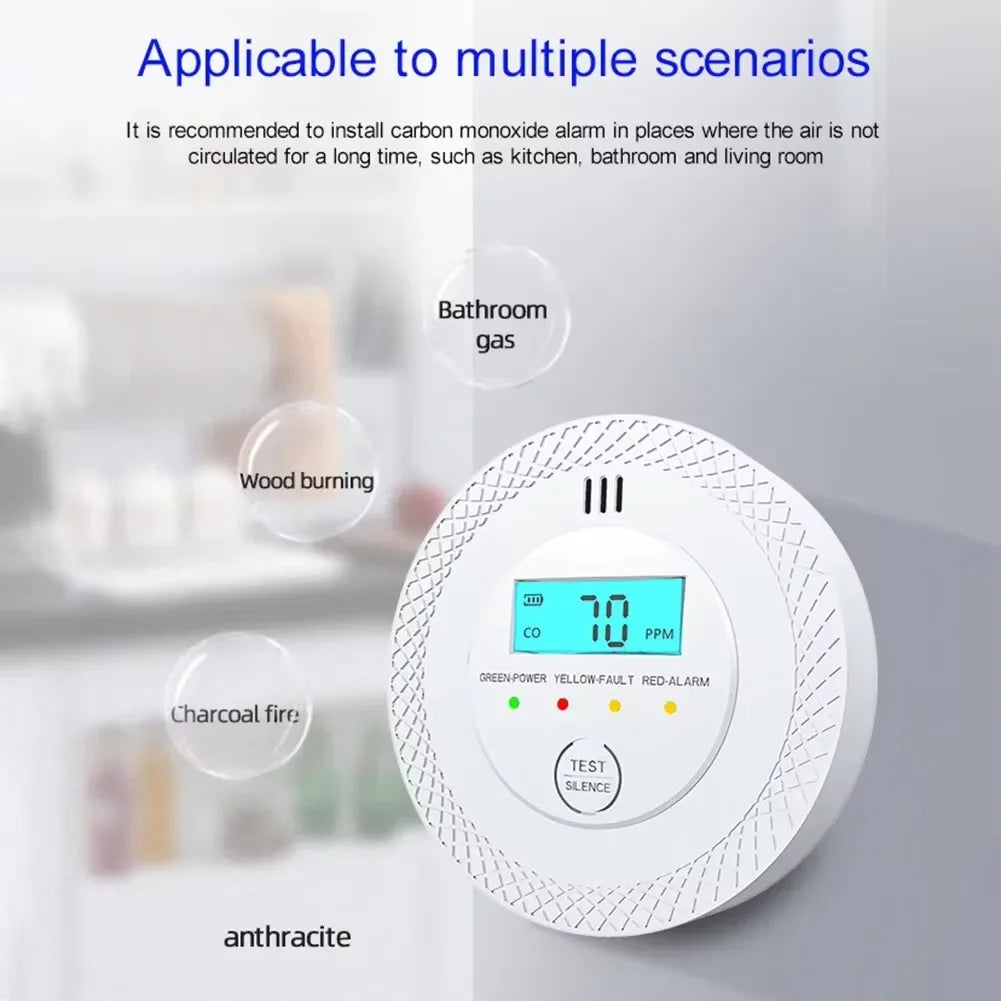 VeiligWoon CO og Røykvarsler – Trådløs med LCD-skjerm og Alarm | Skanto