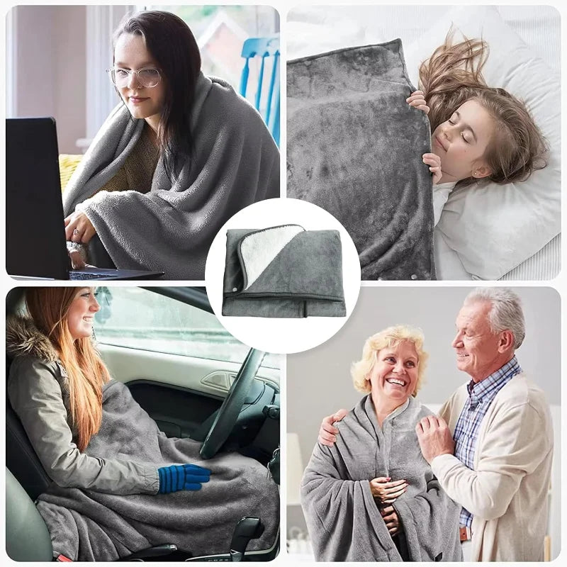 Skanto | CozyTherm Wear USB Oppvarmet Teppe å Bruke | 150 × 85 cm | 3 Temperaturnivåer | Maskinvaskbar & Bærbar