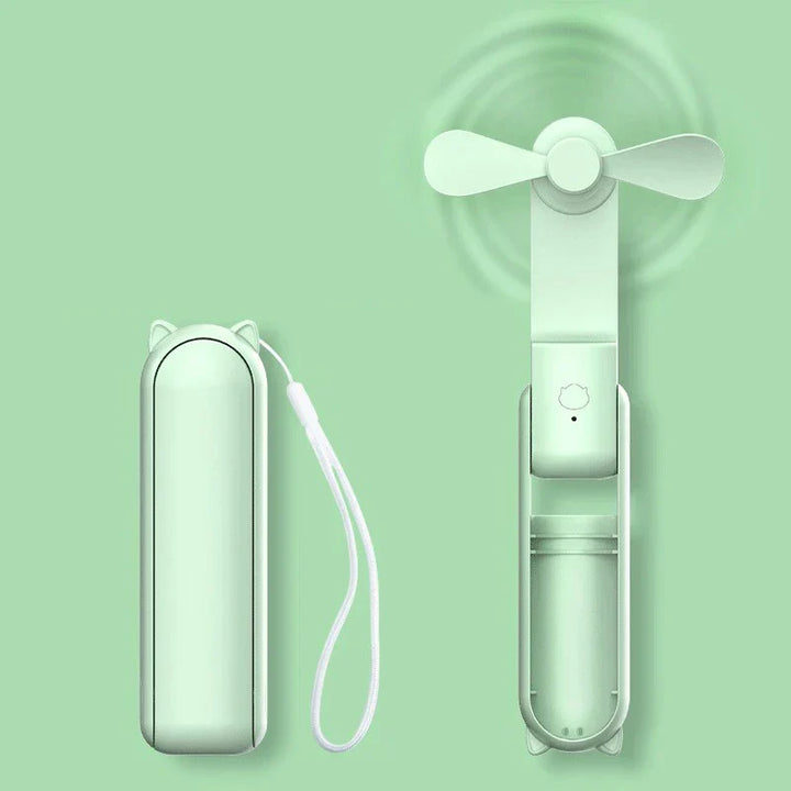 Sammenleggbart Mini-Håndvifte med Powerbank og Håndleddsbånd – FrisMee 2-i-1 | Skanto