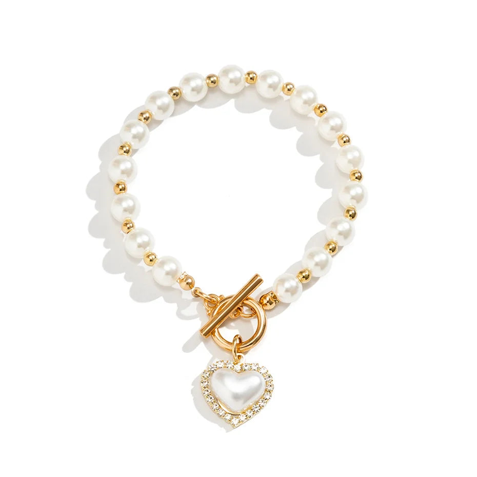 Skanto | Perle Hjerte Diamant Akkompagnert Armbånd