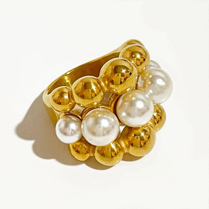 Skanto | 18k Chunky Gull Akzentert Perle Bead Ring