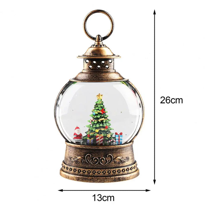 Skanto | Lunavera Jule Snøglobe Lanterne | Musikkboks med LED Lys & Glitter | Vintage Gull Design | USB & Batteridrevet | 21–26 cm