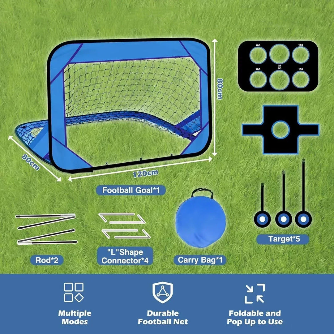 Skanto | PlayMax Sammenleggbart Fotballmål – 4-i-1 Bærbart Fotballnett for Trening & Utendørs Lek