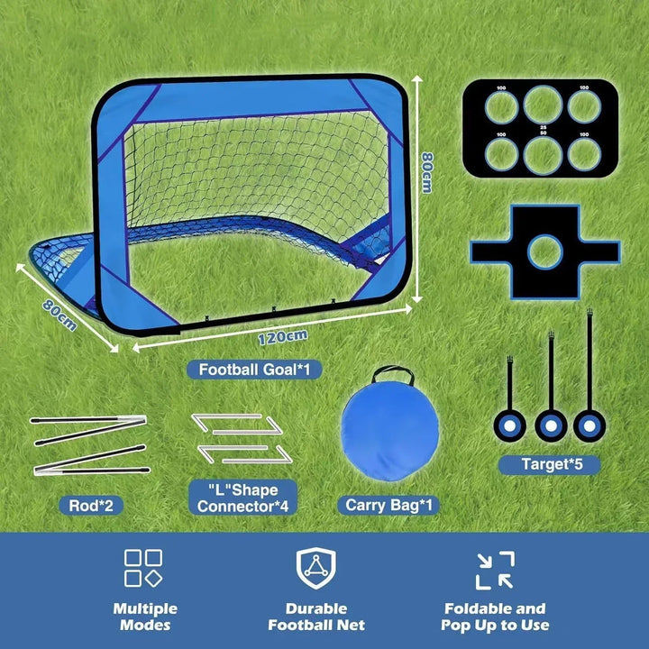 Skanto | PlayMax Sammenleggbart Fotballmål – 4-i-1 Bærbart Fotballnett for Trening & Utendørs Lek