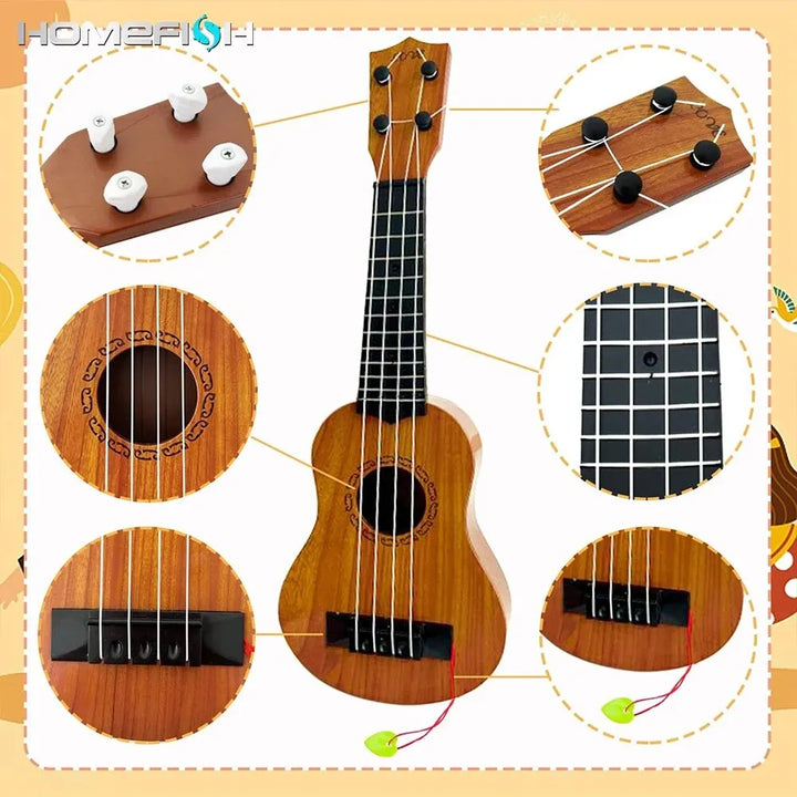 Pedagogisk Barne Ukulele Leke - Barnevennlig Gitar for Musikk Læring, Holdbar ABS Design, Unisex Gave for Aldersgruppe 3+  35 cm (13,7 tommer)