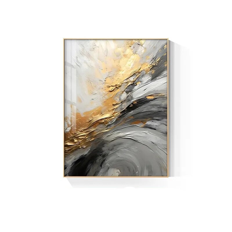 Svart Grå Gylden Storm Tykk Pensel Maling Lærret Utskrift Veggkunst Fin Kunst Giclee Utskrift Bilder For Luksus Stue Hotellrom Hjemmekontor Dekor | Skanto