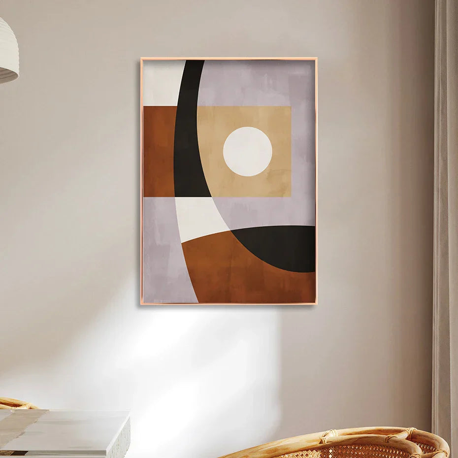 Moderne Fargeblokk Geometrisk Abstrakt Veggkunst Fin Kunst Lærred Utskrift Nøytrale Farger Bilde For Stue Spisestue Soverom Kunst Dekor | Skanto