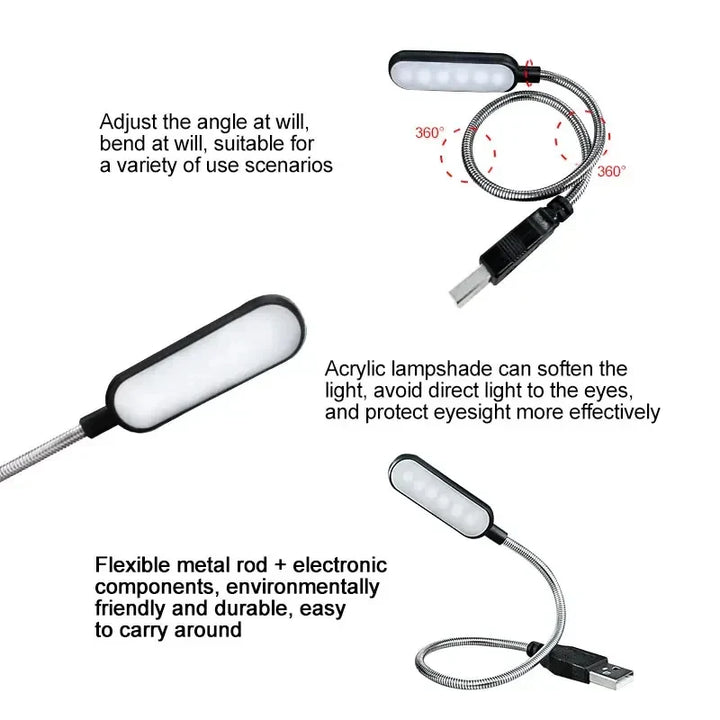 Skanto | USB LED Lese Lampe – Kompakt Lys for Nødsituasjoner