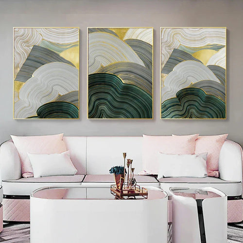 Grønn Beige Grå Flytende Svirvler Abstrakt Veggkunst Fin Kunst Lerret Utskrifter Bilder For Moderne Leilighet Spisestue Stue Kunst Dekor | Skanto
