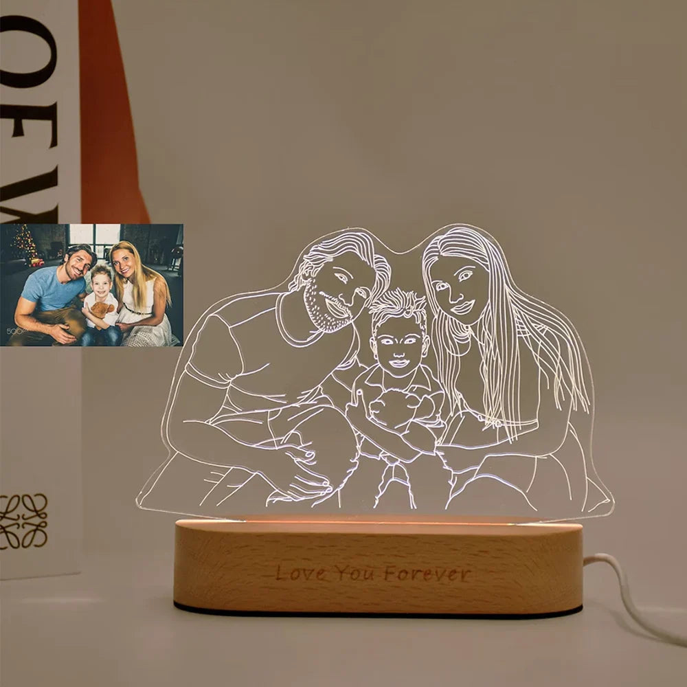 Skanto | Personlig 3D-foto-lampe: Individuell foto og tekst nattlys - Ideell for Valentinsdag, bryllup, jubileum, bursdagsgaver