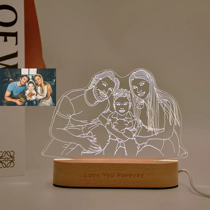 Skanto | Personlig 3D-foto-lampe: Individuell foto og tekst nattlys - Ideell for Valentinsdag, bryllup, jubileum, bursdagsgaver