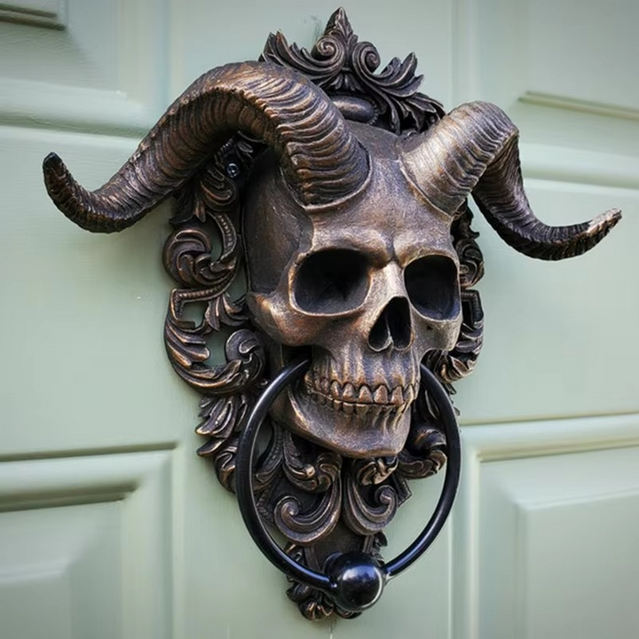 Türklopfer aus Kunstharz i gotischer Ziegenschädelform