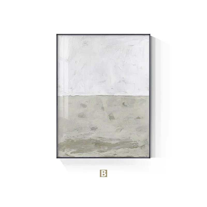 Minimalistisk beige-grå fargeblokk abstrakt veggkunst Fine Art lerretstrykk bilder for moderne leiligheter stue soverom moderne interiør | Skanto