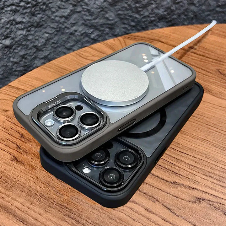Skanto | Støtsikker Magnetisk Magsafe Telefonveske Stativ Glass Linsebeskytter Deksel