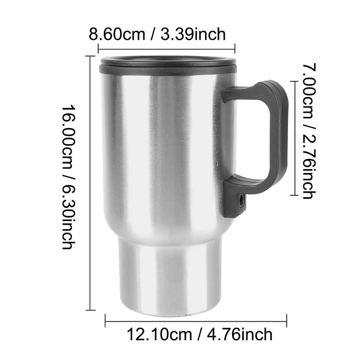 Skanto | 12V Elektrisk varmtvannskjele for bil - 450ml rustfritt stål termokopp for vann, kaffe, melk - Reiser & Camping