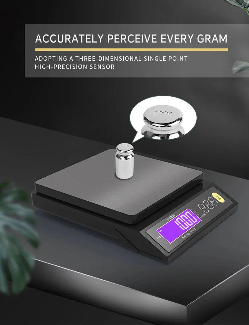 Skanto | 5 kg/0,1 g og 10 kg/1 g digital elektronisk kjøkkenvekt, LCD-skjerm, hel vanntett rustfritt stålværktøy for baking