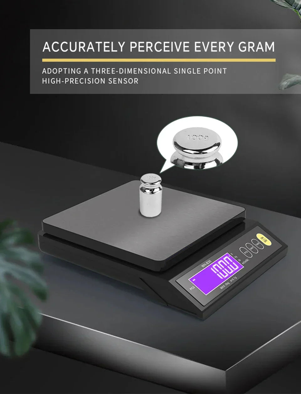 Skanto | 5 kg/0.1 g og 10 kg/1 g digital elektronisk kjøkkenvekt, LCD-skjerm, helt vanntett rustfritt stål vektsverktøy for baking