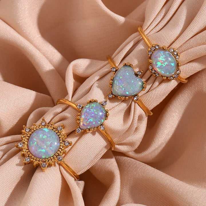 Skanto | Justerbare Diamant Aksepterte Opal Iridescente Ringer