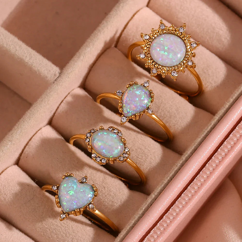 Skanto | Justerbare Diamant Aksepterte Opal Iridescente Ringer