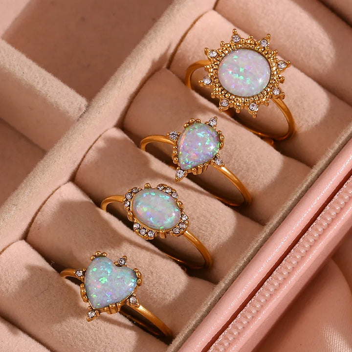 Skanto | Justerbare Diamant Aksepterte Opal Iridescente Ringer