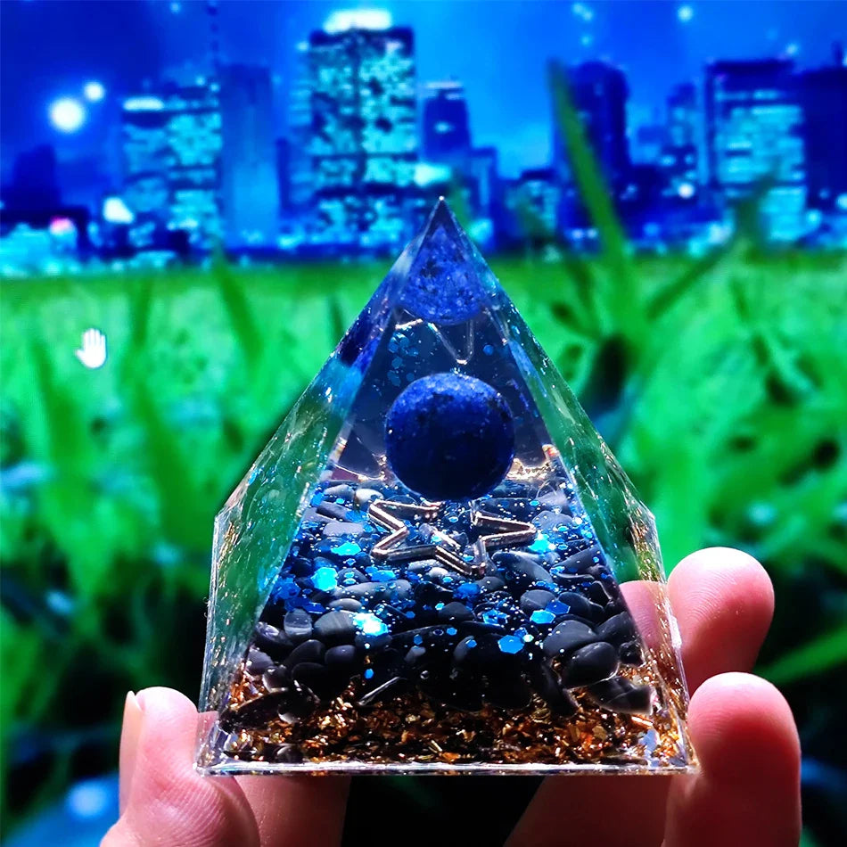 Skanto | Orgonitt-pyramide helbredelse krystaller energigenerator med ametyst pendel - Reiki chakra meditasjonsverktøy og romdekor