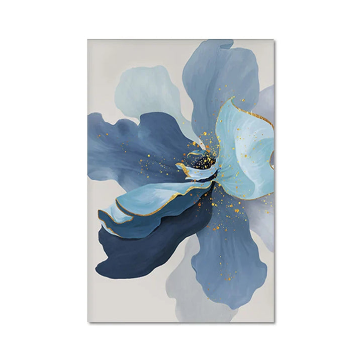 Big Blue Petal Floral Wall Art Fine Art Canvas Prints Modern Botanical Abstract Pictures For Living Room Bedroom Dining Room Art Decor | Skanto